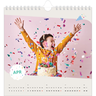 Månedskalender kvadratisk — Ikonisk bursdag [April]