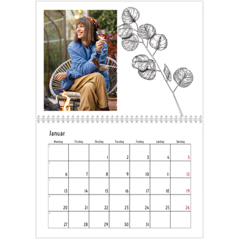 Fotokalender A4 dobbel — Blomstertegninger