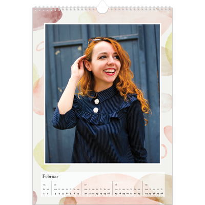 A3 Månedskalender — Akvarellformer [Februar]