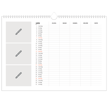 Fotokalender A3 — Design selv - Familie på 5