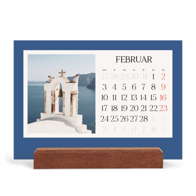 Bordkalender med trestativ - Liggende  — Klassiske farger [Februar]