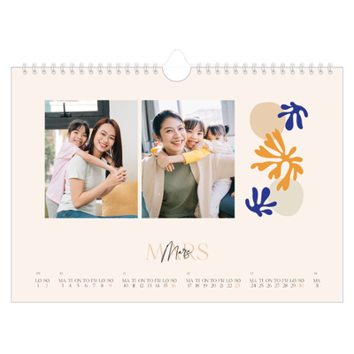 Fotokalender A4 — Minimalistisk korall [Mars]