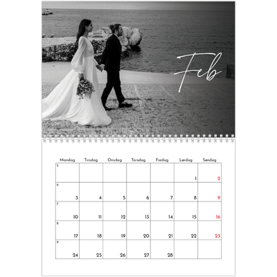 Fotokalender A4 dobbel (30 x 40 cm) — Elegant skrift [Februar]