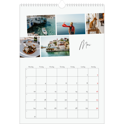 A3 Månedskalender — Byferie (hvit) [Mai]