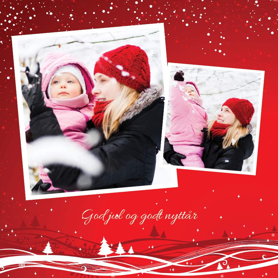 Fotokort — Rødt julekort