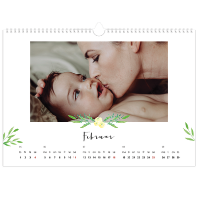 Fotokalender A3 — Blomsterillustrasjoner [Februar]