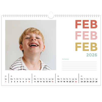 Fotokalender A3 — Fargerike fonter [Februar]