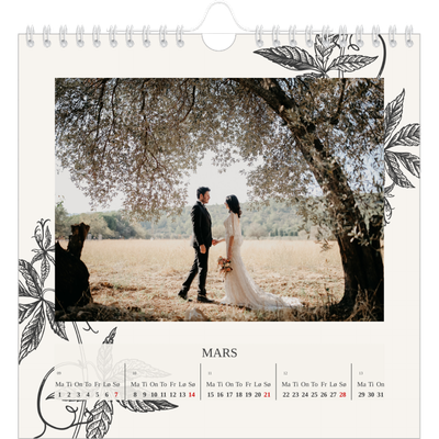 Månedskalender kvadratisk — Blekk & blomst [Mars]