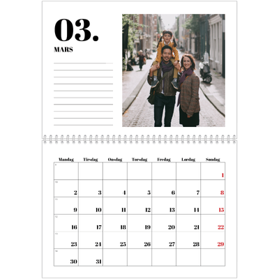 Fotokalender A4 dobbel (30 x 40 cm) — Serif og øyeblikk [Mars]