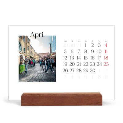 Bordkalender med trestativ - Liggende  — Min reiseskildring [April]