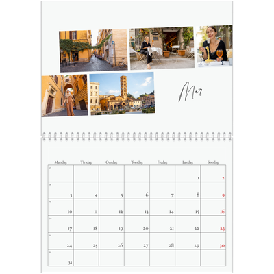 Fotokalender A4 dobbel (30 x 40 cm) — Byferie (hvit) [Mars]