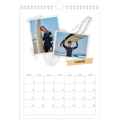 Fotokalender A4 (20 x 30 cm) — Scrapbook stil [Februar]