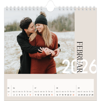 Månedskalender kvadratisk — Overlappende tekst [Februar]