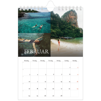 Fotokalender A5 — Enkel serif-font [Februar]