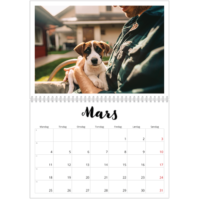 Fotokalender A4 dobbel (30 x 40 cm) — Håndskrevet [Mars]