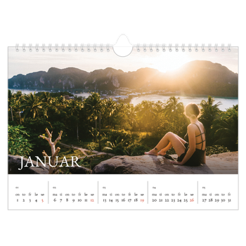 Fotokalender A4 — Enkel serif-font