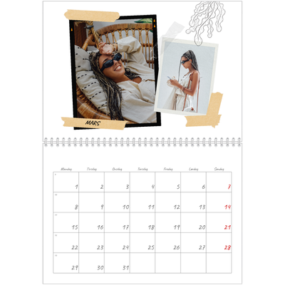 Fotokalender A4 dobbel (30 x 40 cm) — Scrapbook stil [Mars]