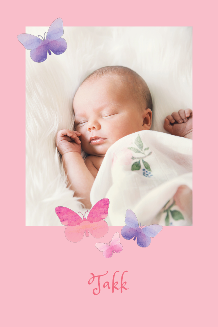 Takkekort — Akvarell sommerfugler