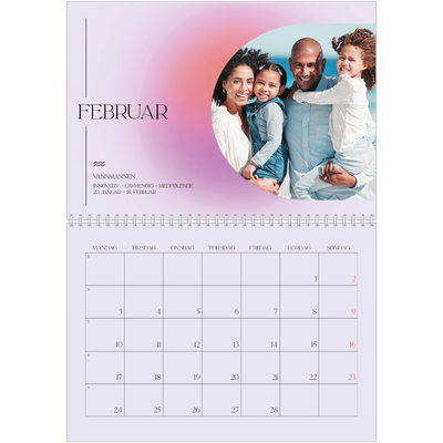 Fotokalender A4 dobbel (30 x 40 cm) — Astrologi gradient [Februar]