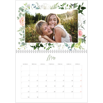 Fotokalender A4 dobbel (30 x 40 cm) — Klassiske blomster [Mars]