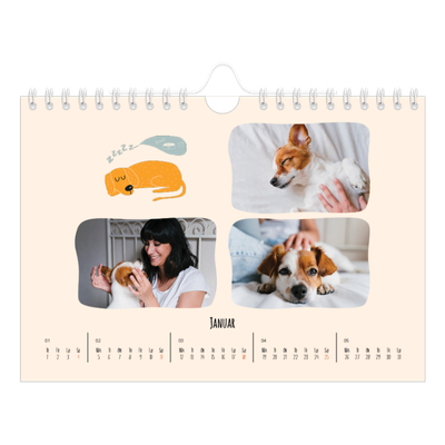 Fotokalender A5 — Hundepoter og kruseduller [Januar]