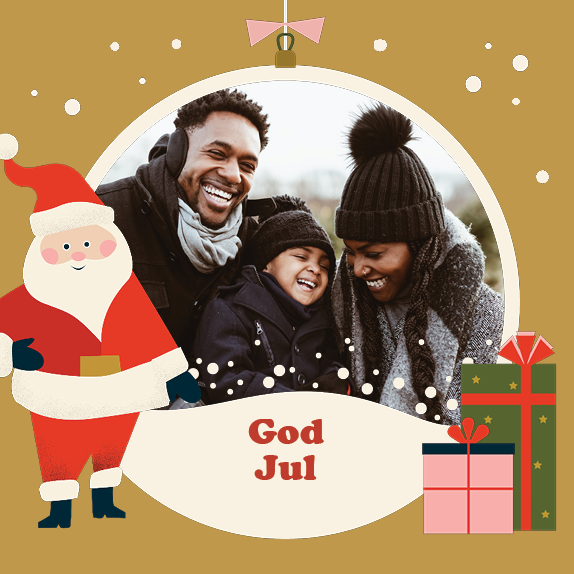 Fotokort — Julenisse og gaver