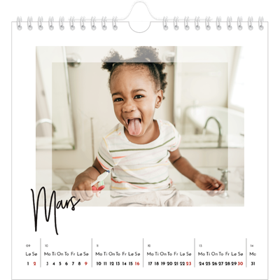 Månedskalender kvadratisk — Transparente rammer [Mars]