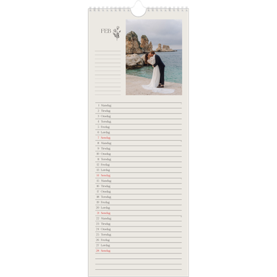 Fotokalender smal  — Initialer i blomst [Februar]