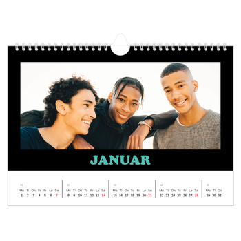 Fotokalender A4 — Morsom typografi