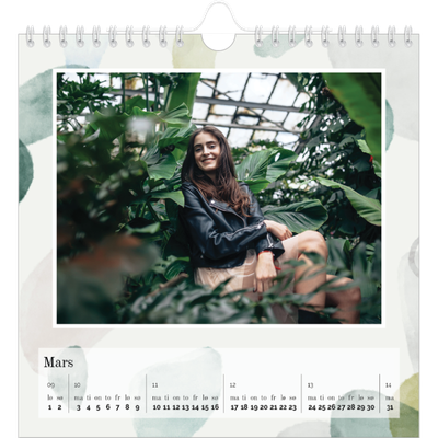 Månedskalender kvadratisk — Akvarellformer [Mars]