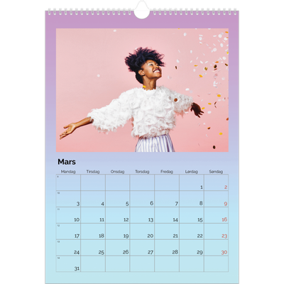 A3 Månedskalender — Pastelltoner [Mars]