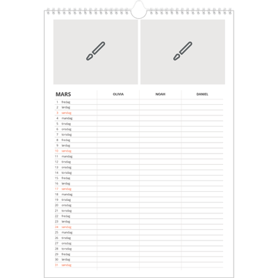 A3 Familieplanleggere — Design selv - Familie på 3 [Mars]