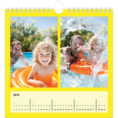 Månedskalender kvadratisk — Skarpe farger [April]