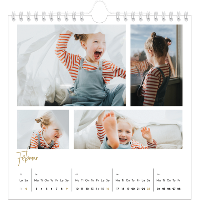 Månedskalender kvadratisk — Håndskrevet måned [Februar]