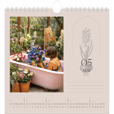 Månedskalender kvadratisk — Enkel botanisk [kalender-forside]
