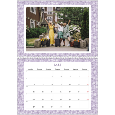 Fotokalender A4 dobbel (30 x 40 cm) — Blomstermønster [kalender-forside]
