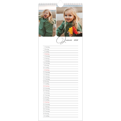 Fotokalender smal  — Øyeblikksbilder og skrift [Januar]