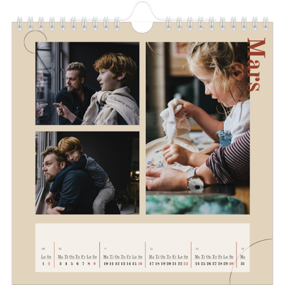 Månedskalender kvadratisk — Asymmetrisk tekst [Mars]