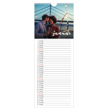 Fotokalender smal (15 x 40 cm) — Håndskrift på bildet