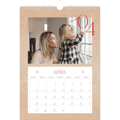 Fotokalender A4 (20 x 30 cm) — Røde detaljer [April]