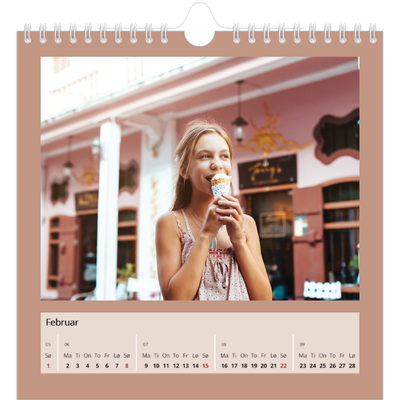 Månedskalender kvadratisk — Kalender i jordtoner [Februar]