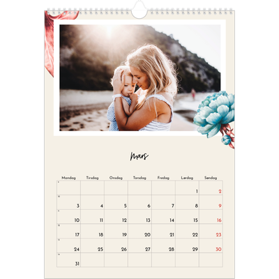 A3 Månedskalender — Malte blomster [Mars]