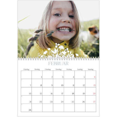 Fotokalender A4 dobbel (30 x 40 cm) — Blomstermotiv [Februar]