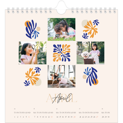 Månedskalender kvadratisk — Minimalistisk korall [kalender-forside]