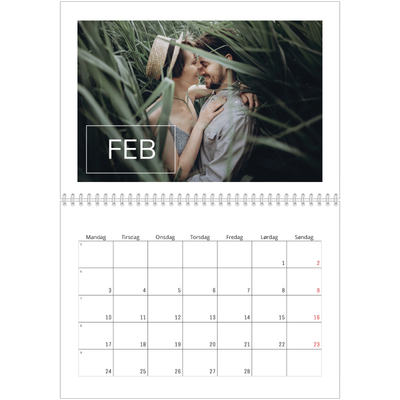 Fotokalender A4 dobbel (30 x 40 cm) — Överlägg för datumruta [Februar]