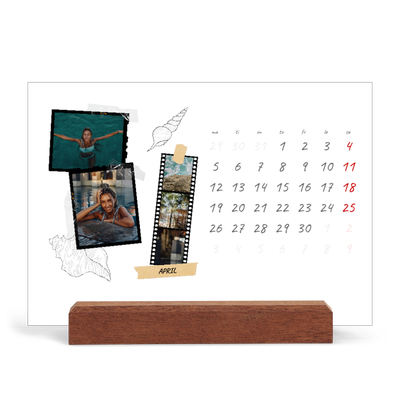 Bordkalender med trestativ - Liggende  — Scrapbook stil [April]