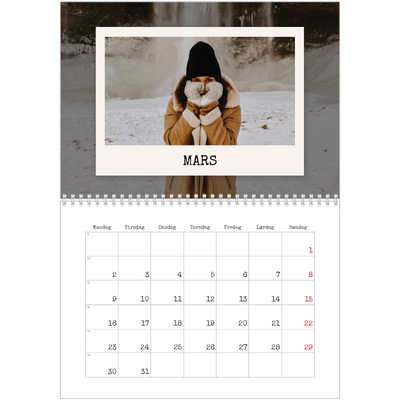 Fotokalender A4 dobbel (30 x 40 cm) — Portrettredigeringen [Mars]