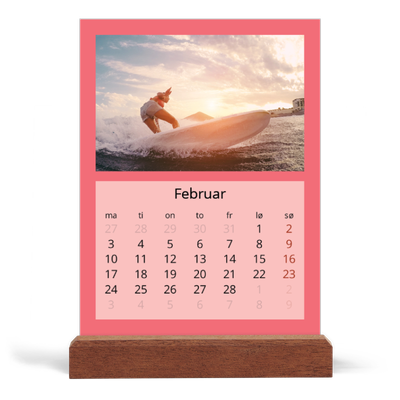 Bordkalender med trestativ - Stående — Stilrene farger [Februar]