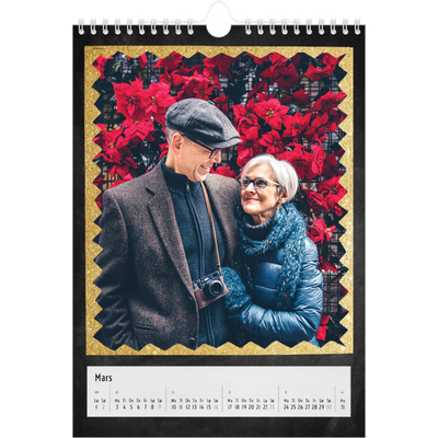 Fotokalender A4 (20 x 30 cm) — Rammer med glitter [Mars]