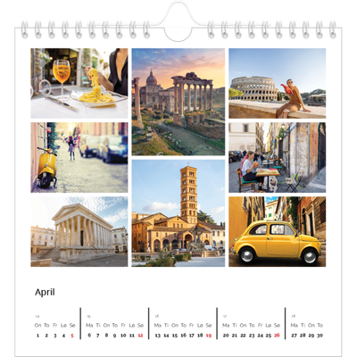 Månedskalender kvadratisk — Bilderutenett [April]